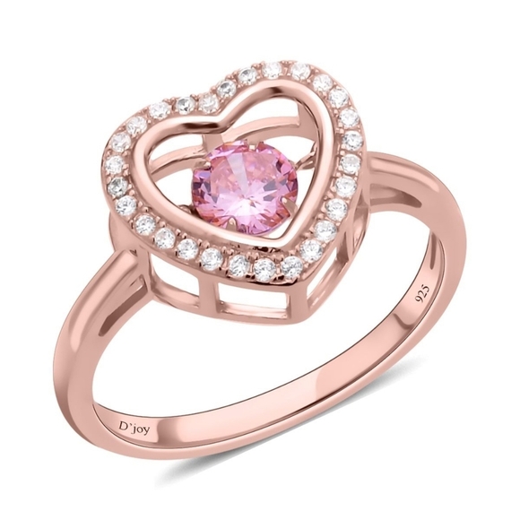 Pink Tanzanite ✦ Heart‑Shaped Dancing Ring ✦ Sterling Silver 14K Rose Gold Sz 7 - Picture 3 of 10